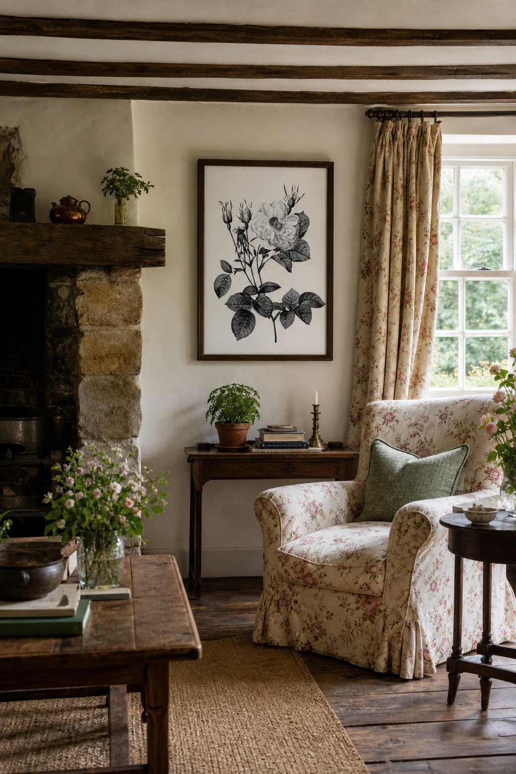 Alba Rose art print displayed in a modern interior
