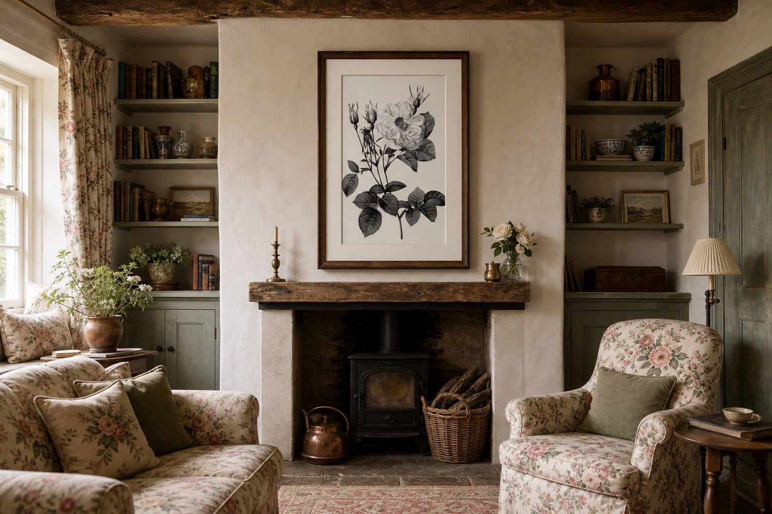 Alba Rose | Black White Botanical Rose Print