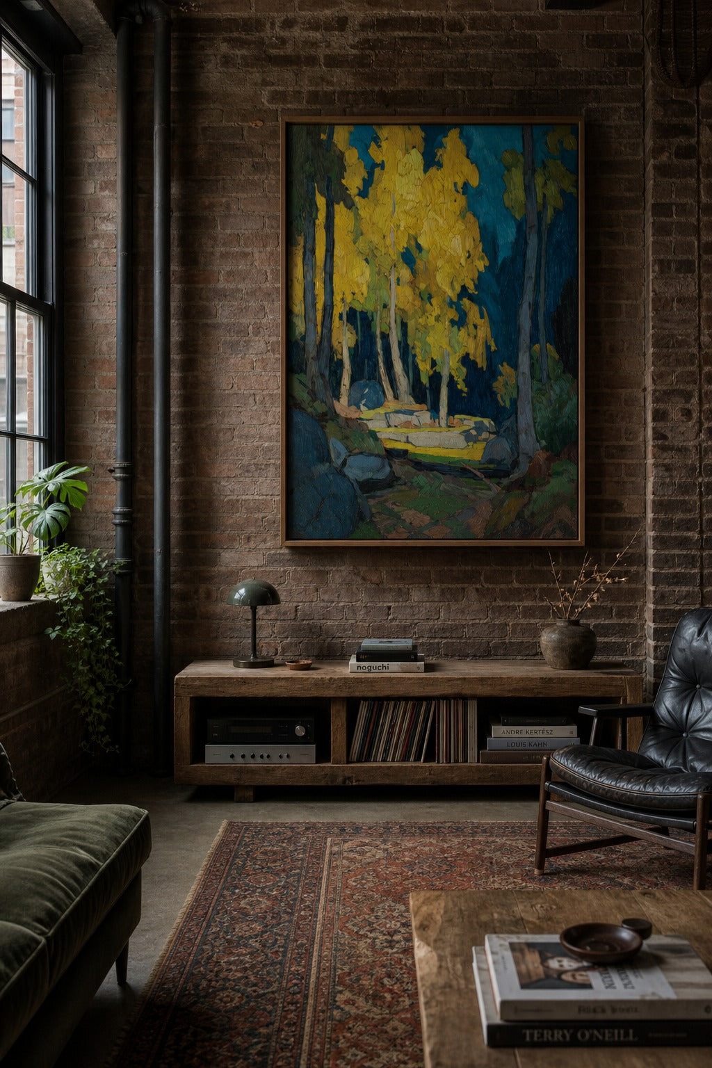 Aspen Gold art print shown to scale on a wall