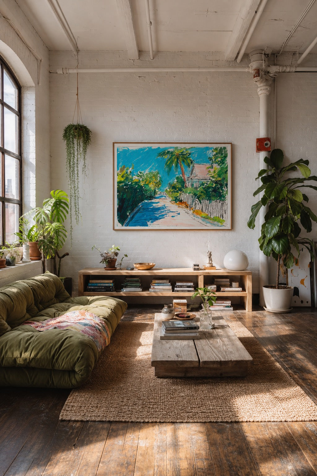 Back Lane art print displayed in a modern interior