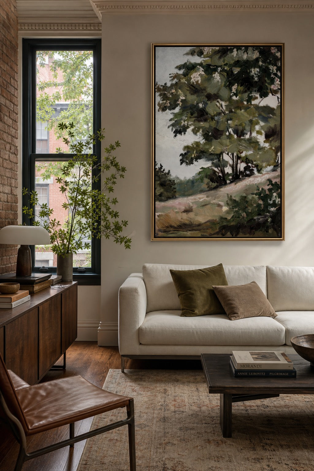 Blossom Hill art print shown to scale on a wall