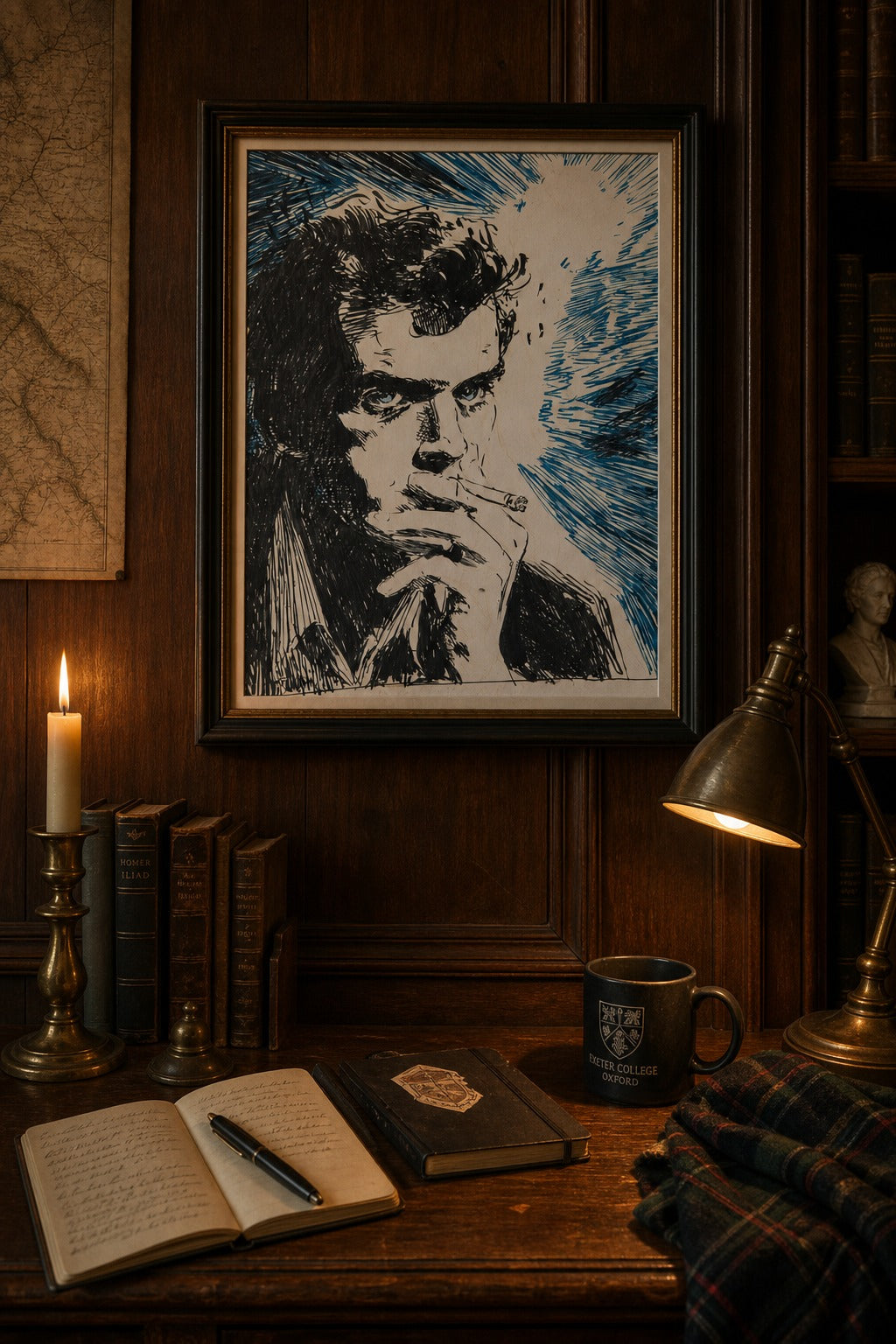 Blue Smoke art print, close-up detail view