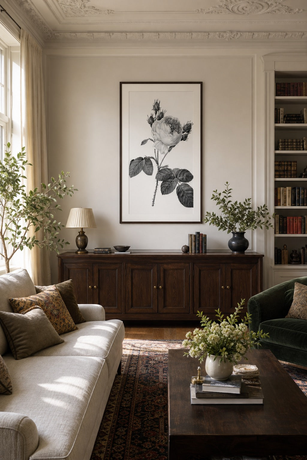 Briar art print shown to scale on a wall