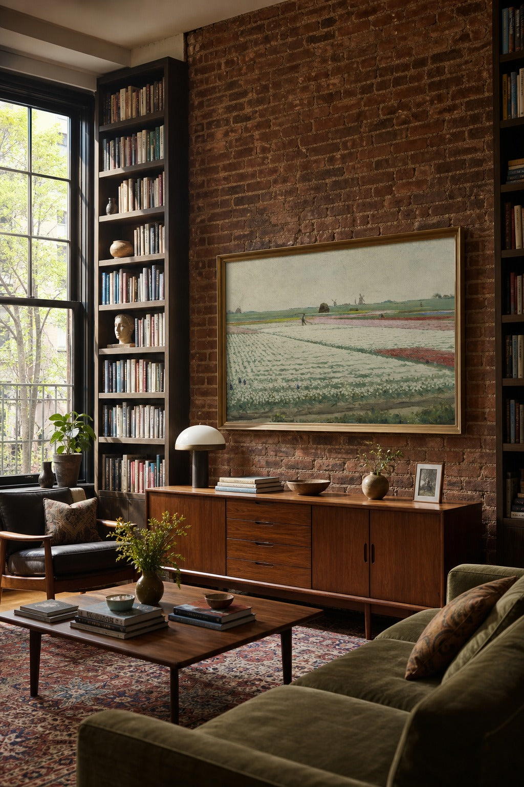 Bulb Season art print shown to scale on a wall