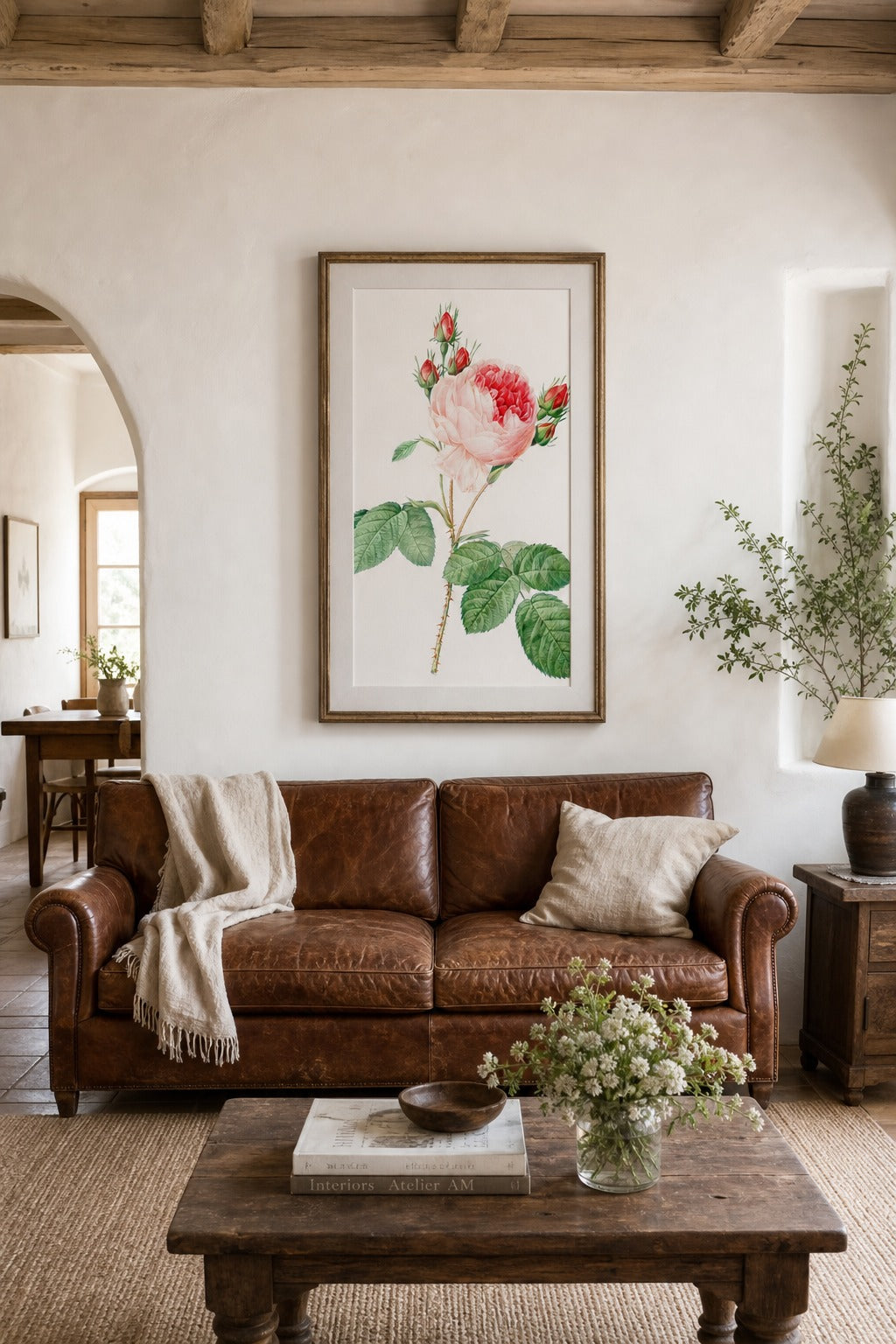 Centifolia art print shown to scale on a wall