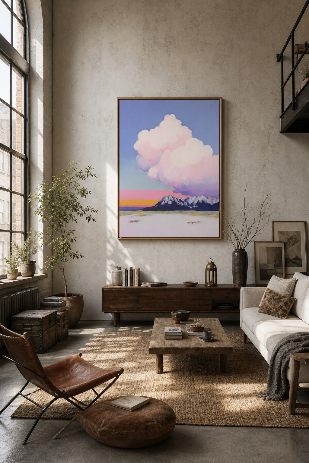 Cloud Cover art print shown to scale on a wall