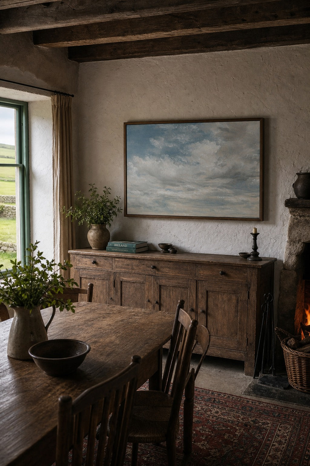Cloud Study art print shown to scale on a wall