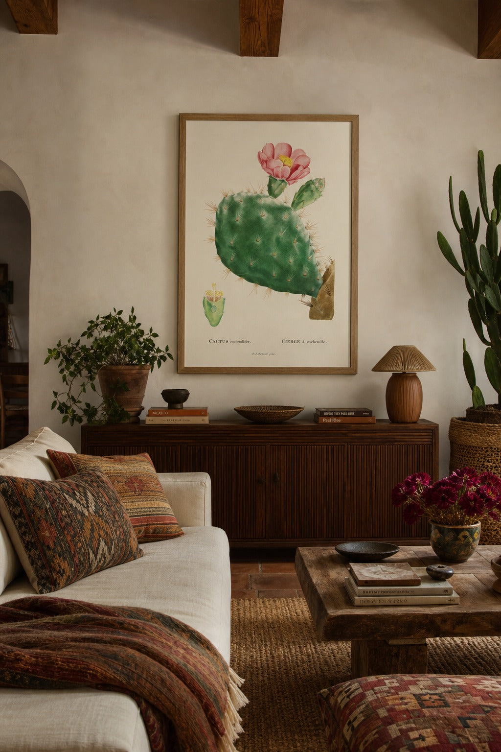 Cochenille art print shown to scale on a wall