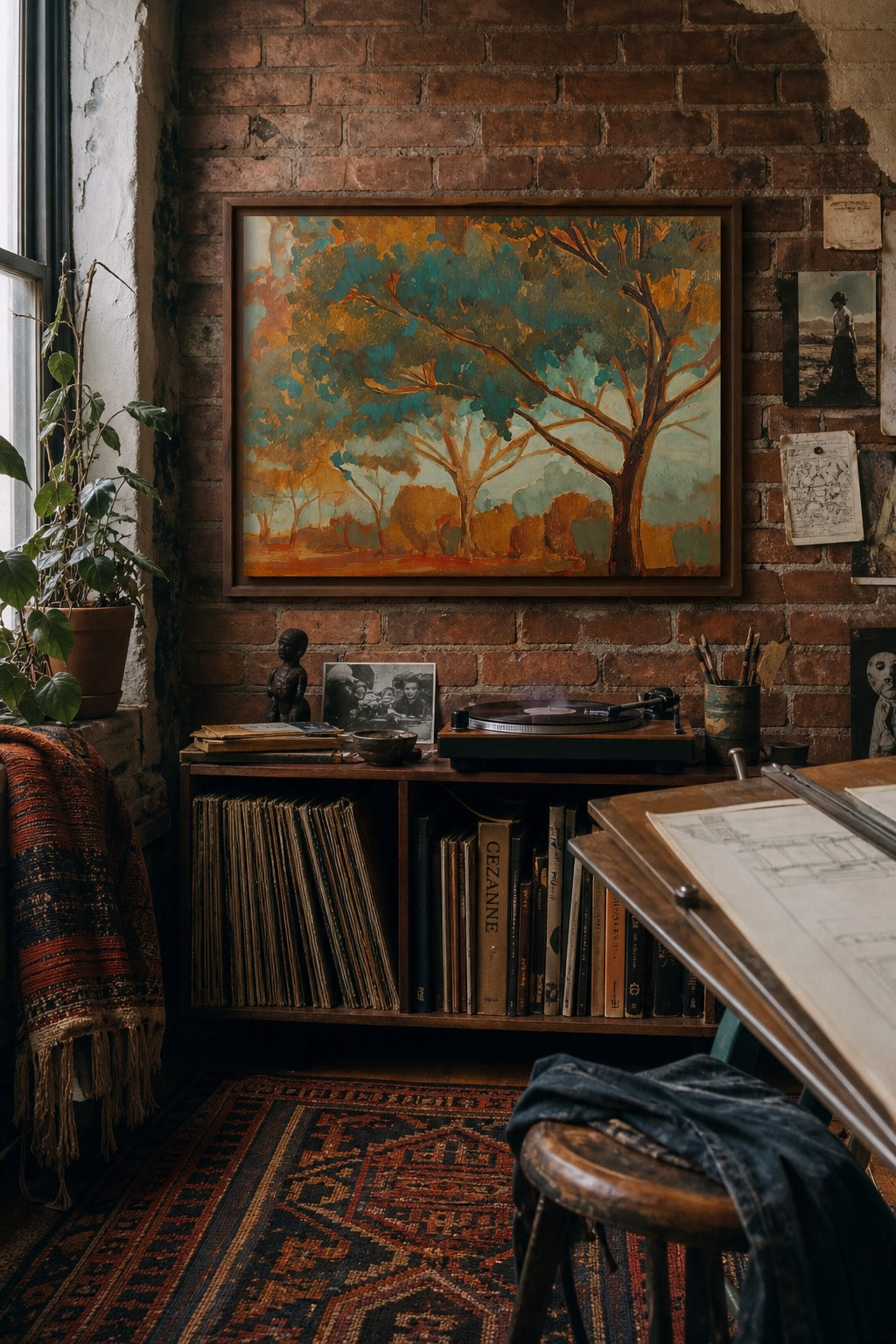 Copper Grove art print, close-up detail view