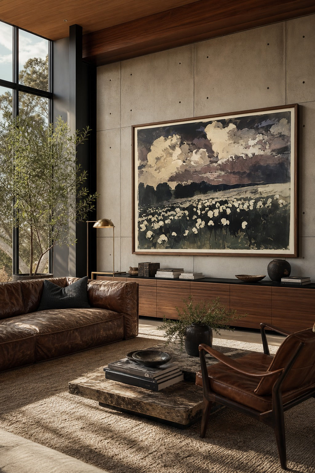 Cotton Storm art print shown to scale on a wall