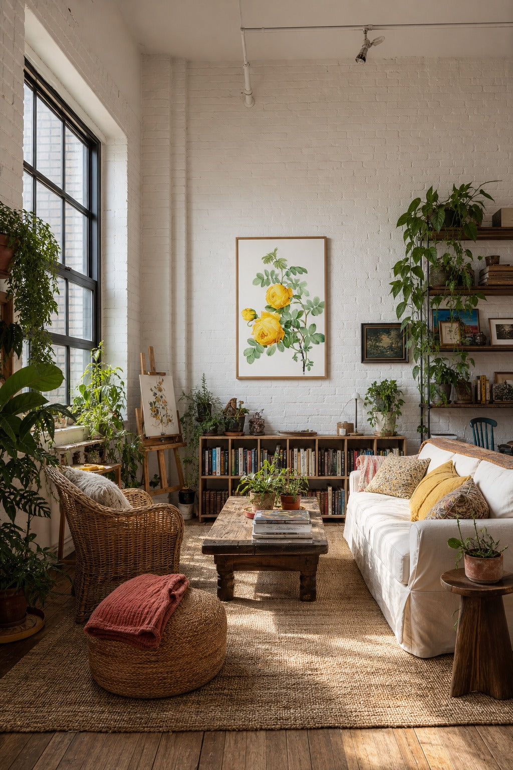 Cowslip Rose art print displayed in a modern interior