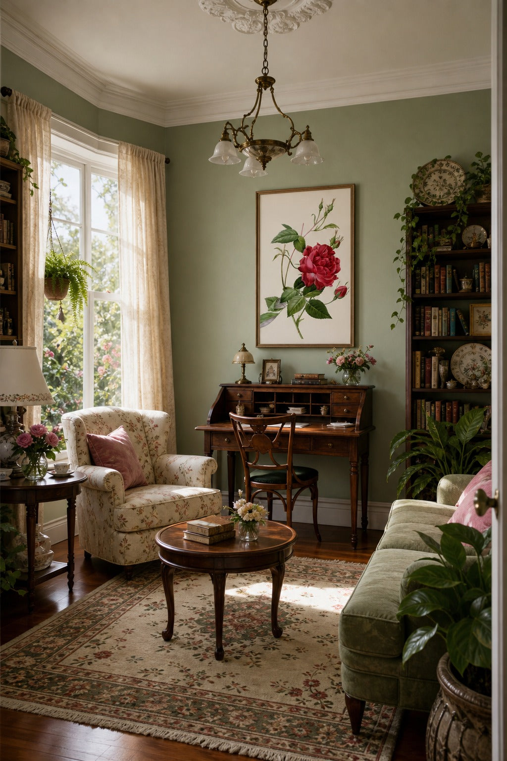 Cowslip Rose art print displayed in a modern interior