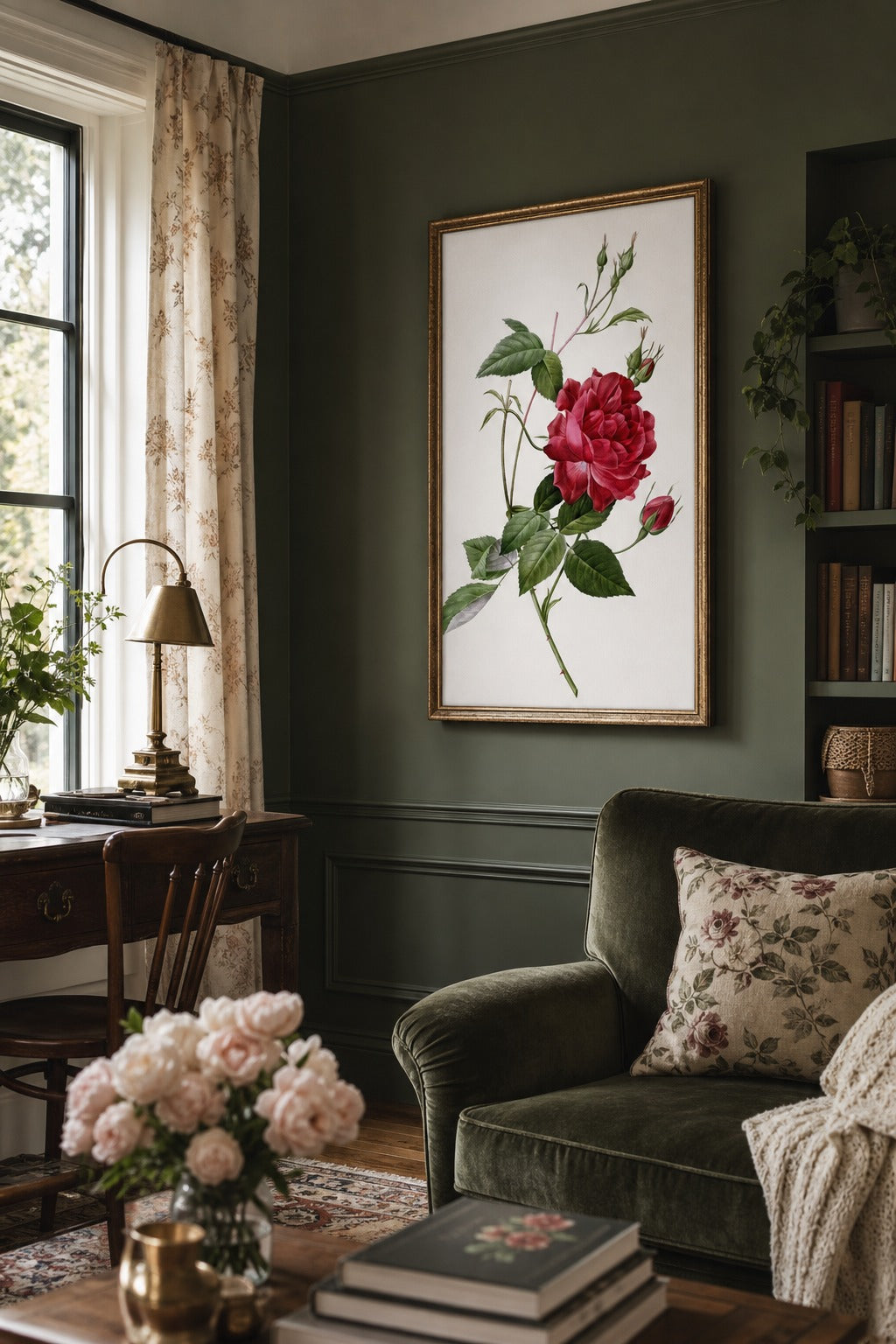 Cowslip Rose art print, angled perspective view