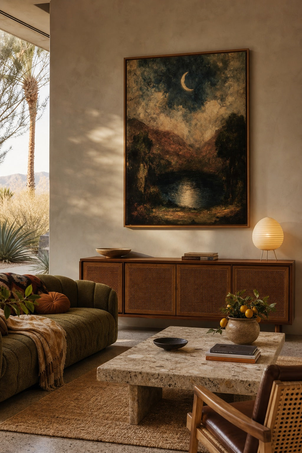 Crescent Watch art print shown to scale on a wall