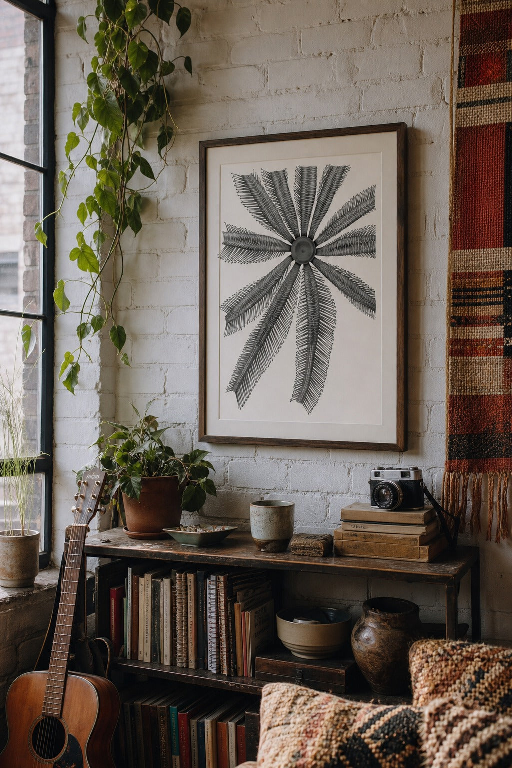 Crinoid art print, close-up detail view
