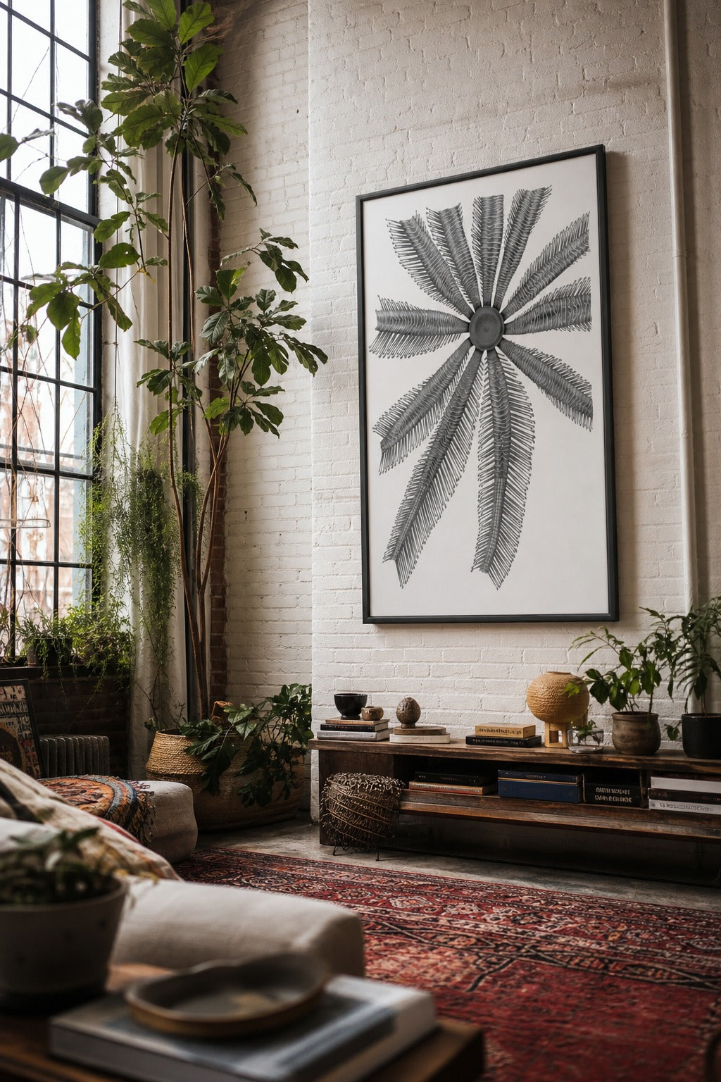 Crinoid art print, angled perspective view