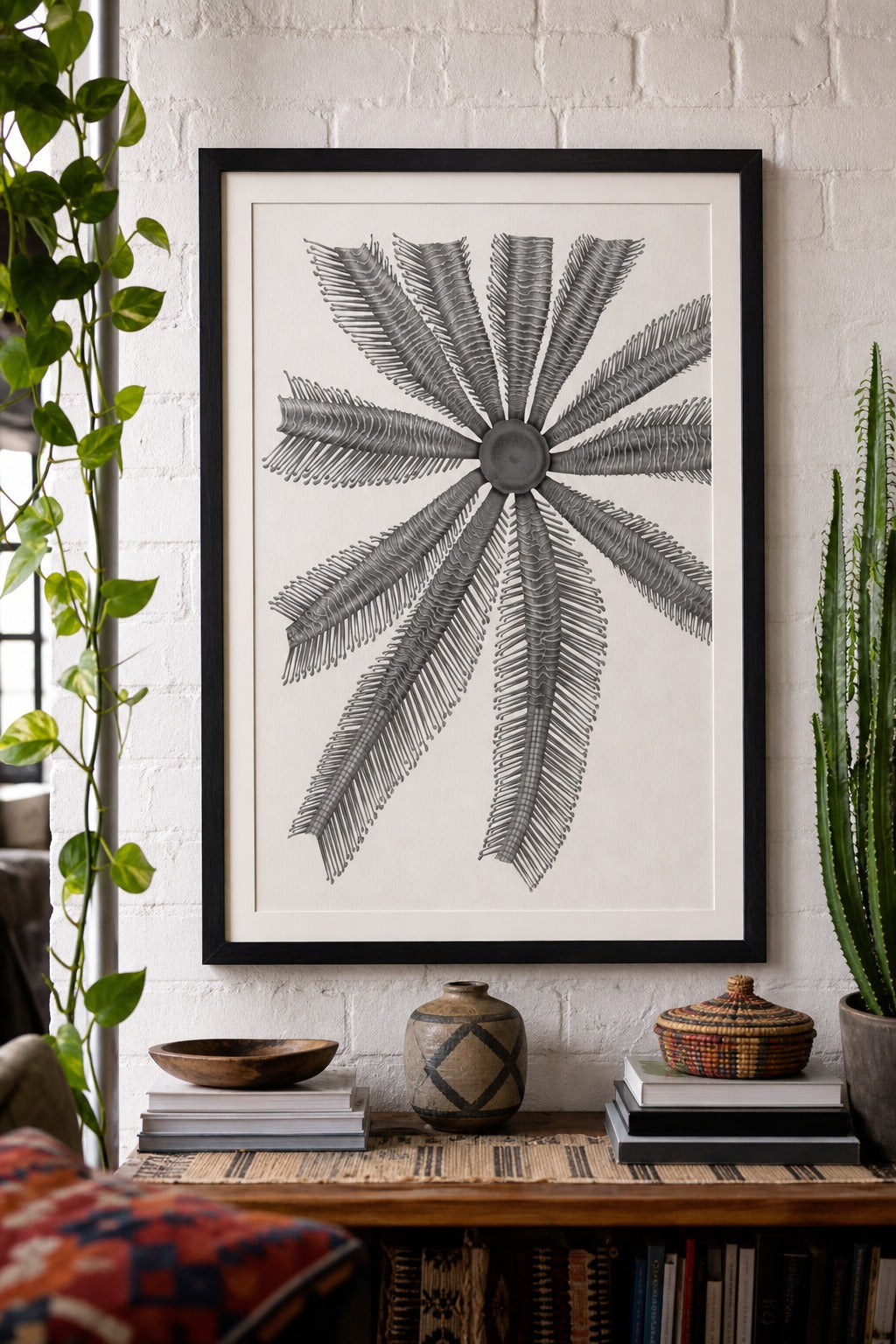 Crinoid art print on white background
