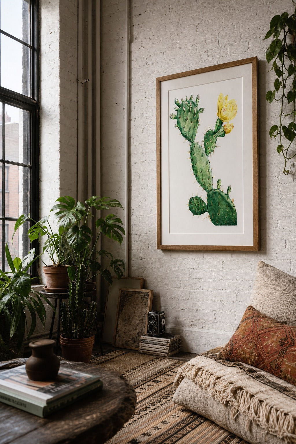Desert Bloom art print, angled perspective view