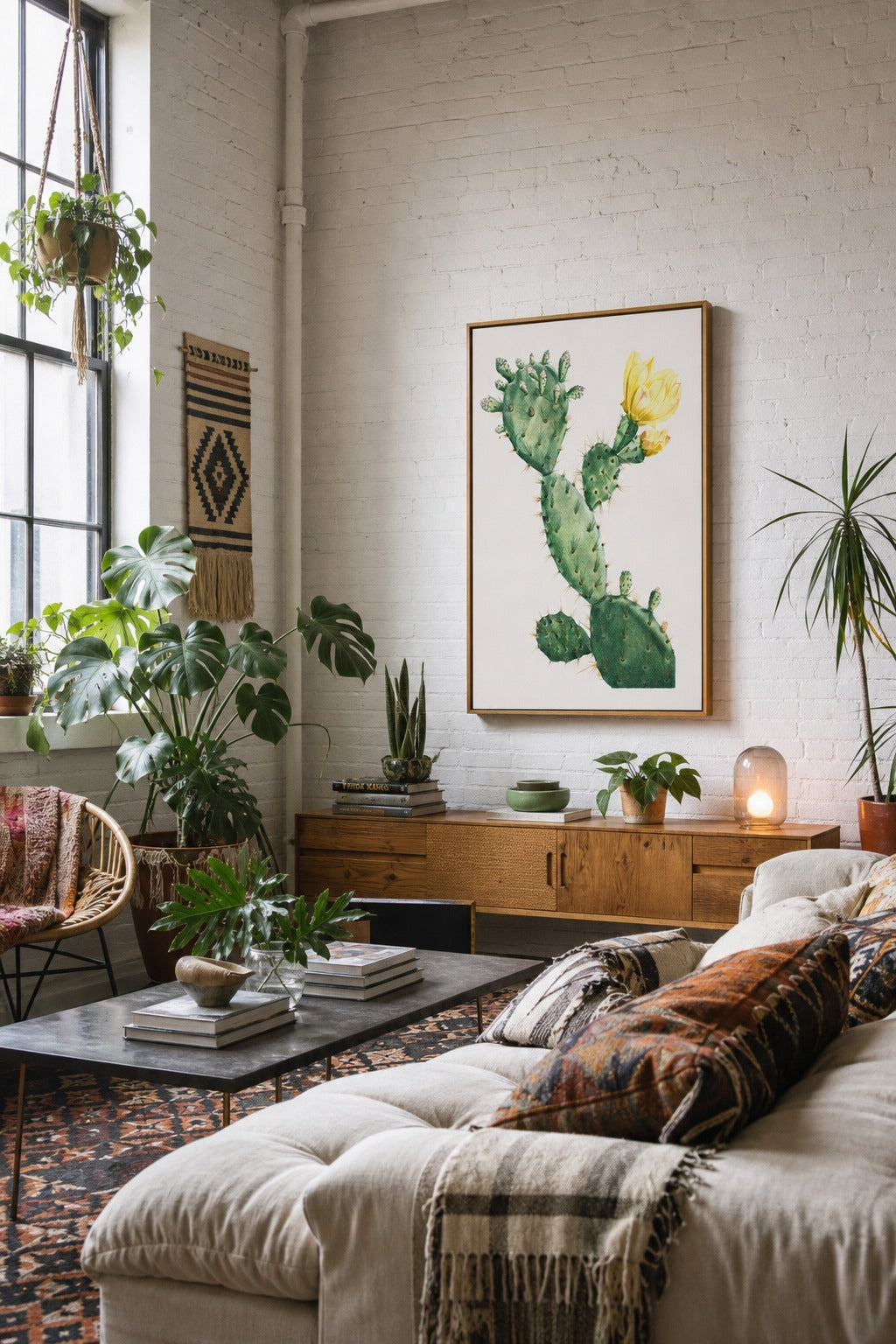 Desert Bloom art print shown to scale on a wall
