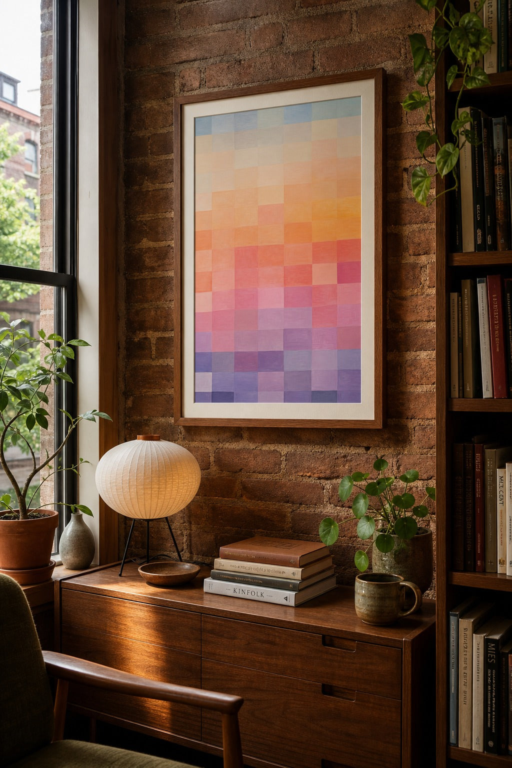 Dusk Grid art print, close-up detail view