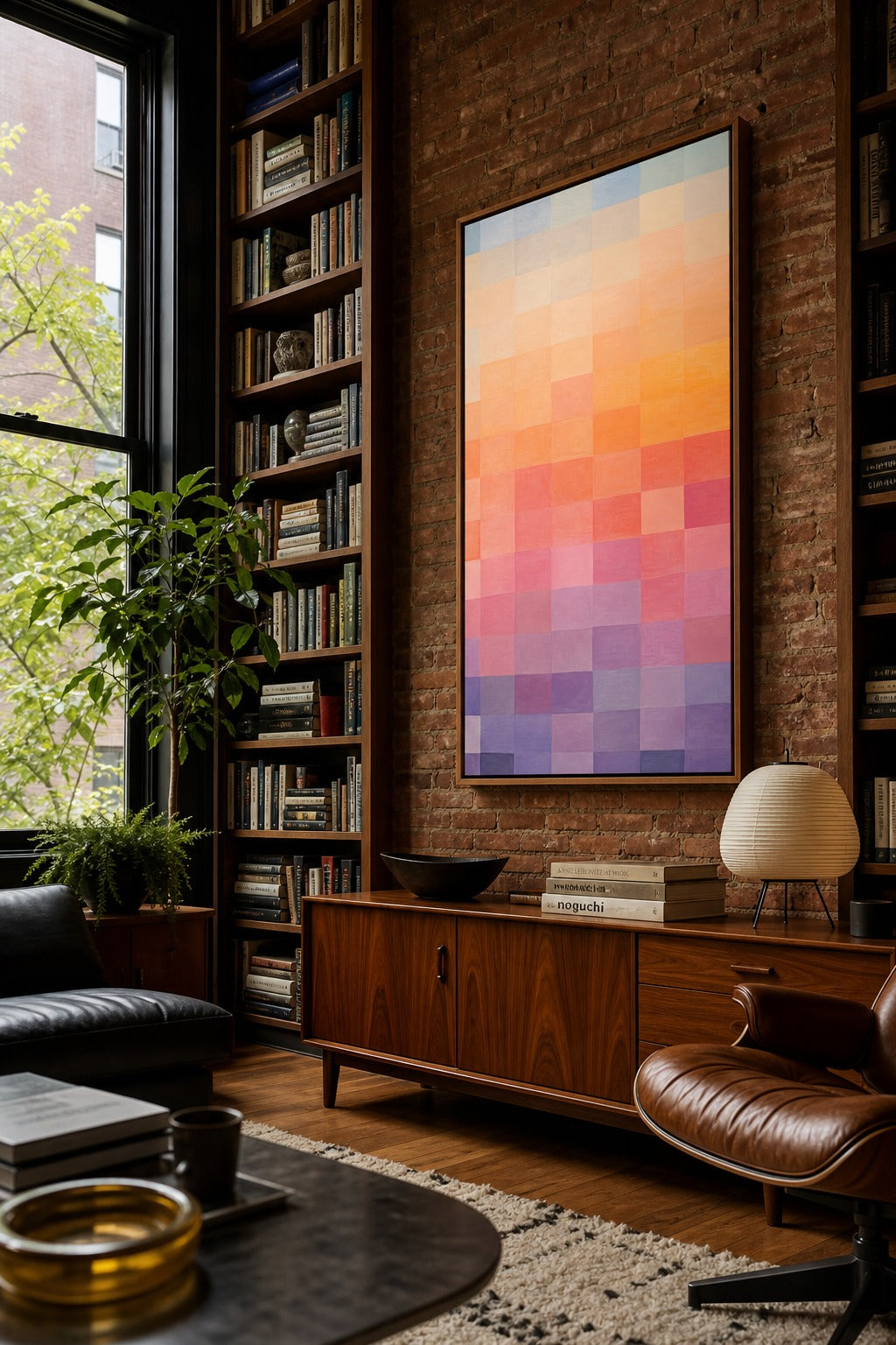 Dusk Grid art print, angled perspective view