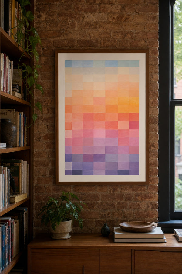 Dusk Grid art print on white background