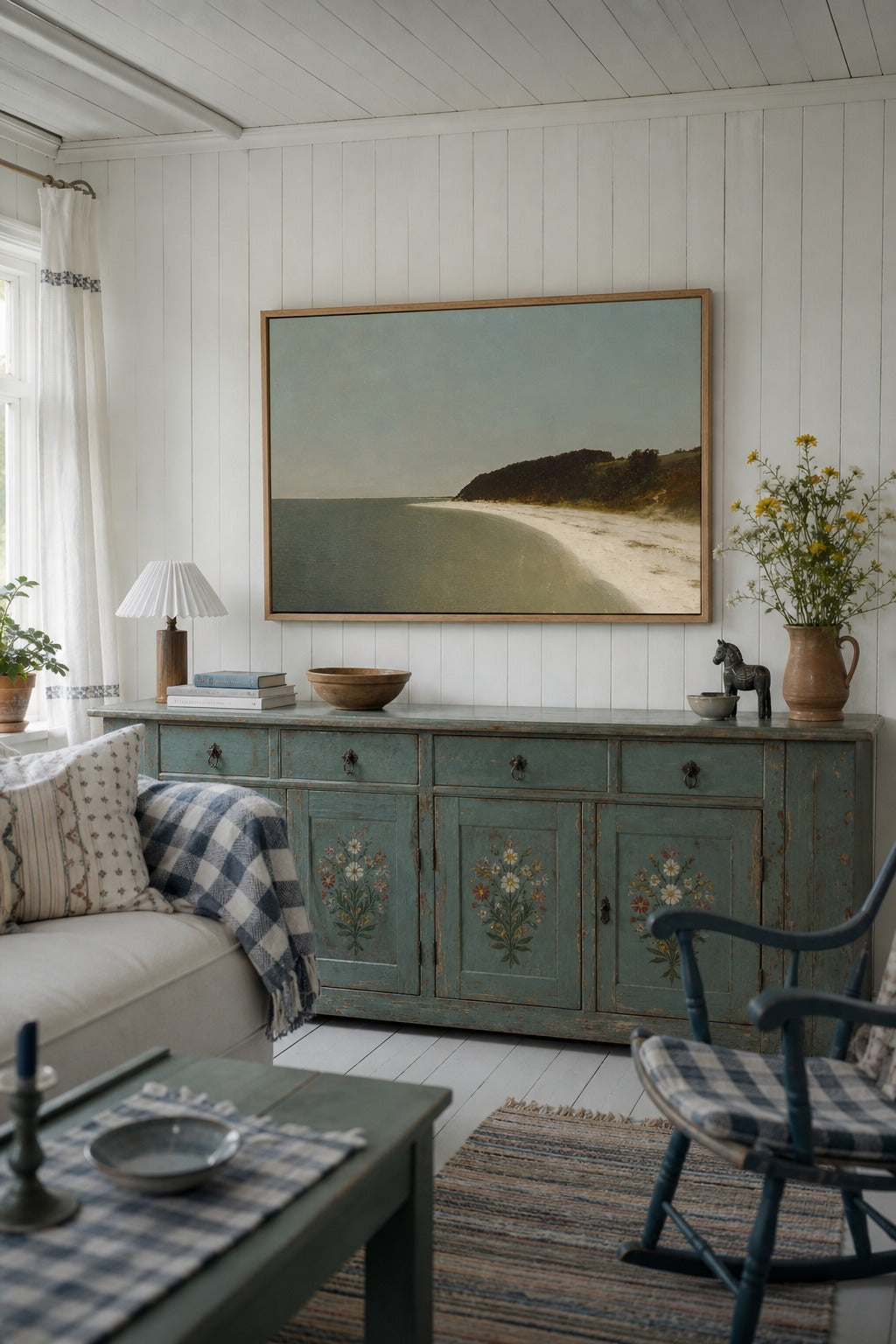 Eaton's Neck art print shown to scale on a wall