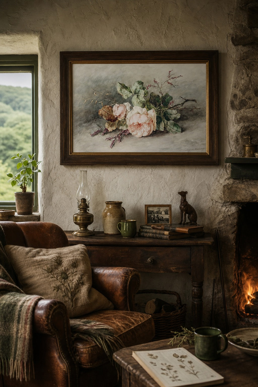 Fallen Roses art print, close-up detail view