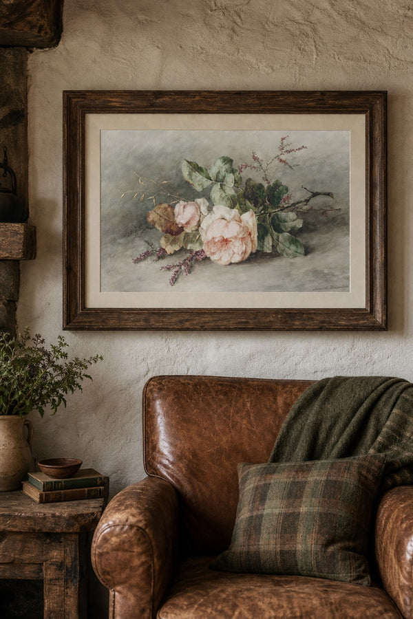 Fallen Roses art print on white background