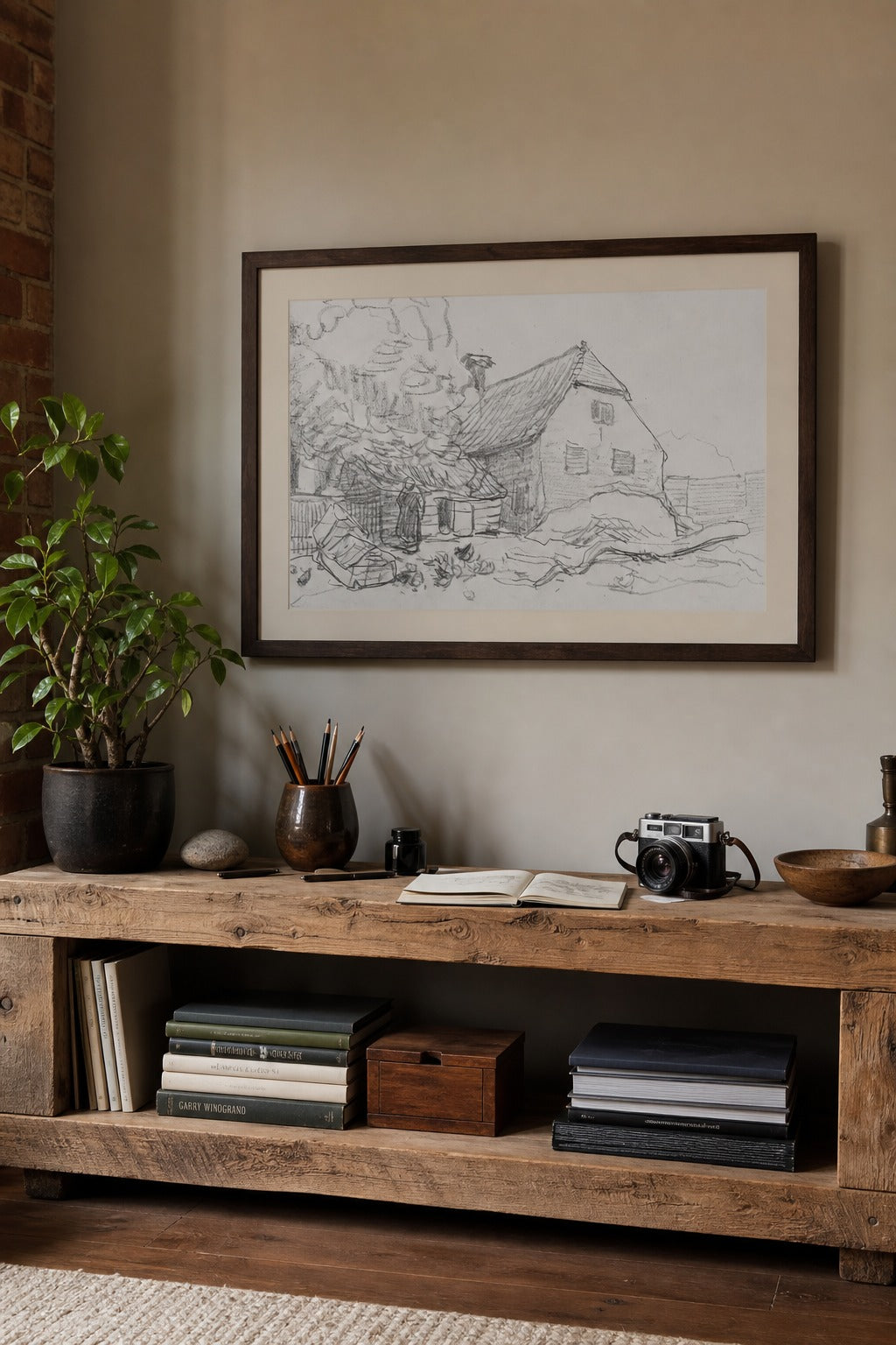 Farm Yard art print, close-up detail view