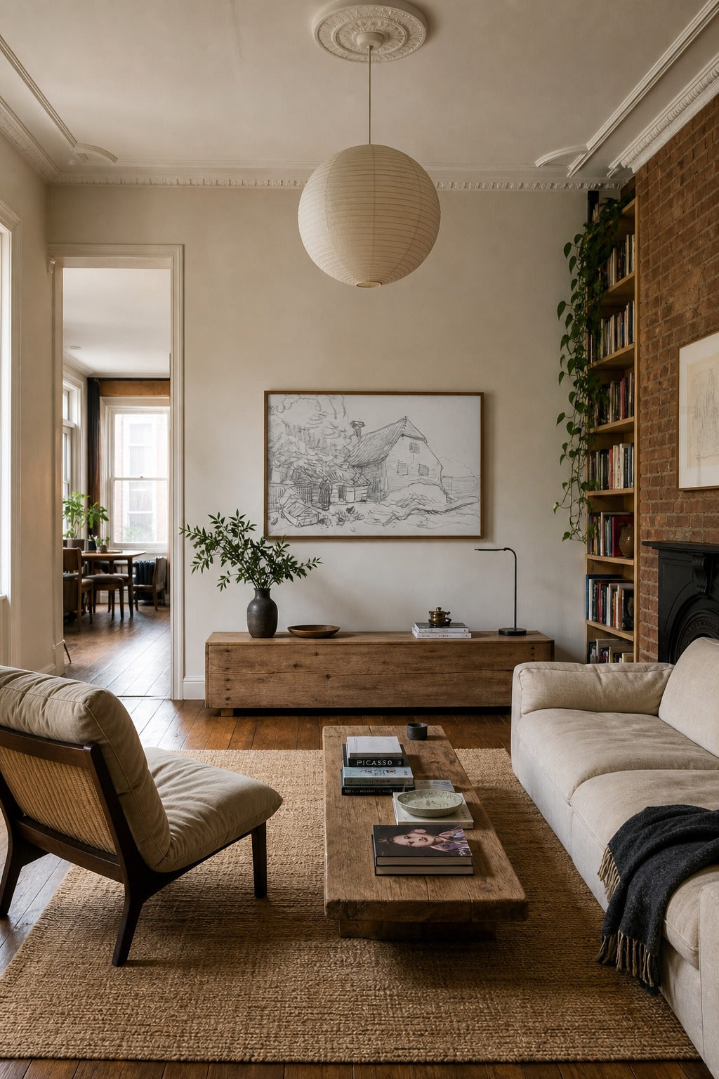 Farm Yard art print displayed in a modern interior