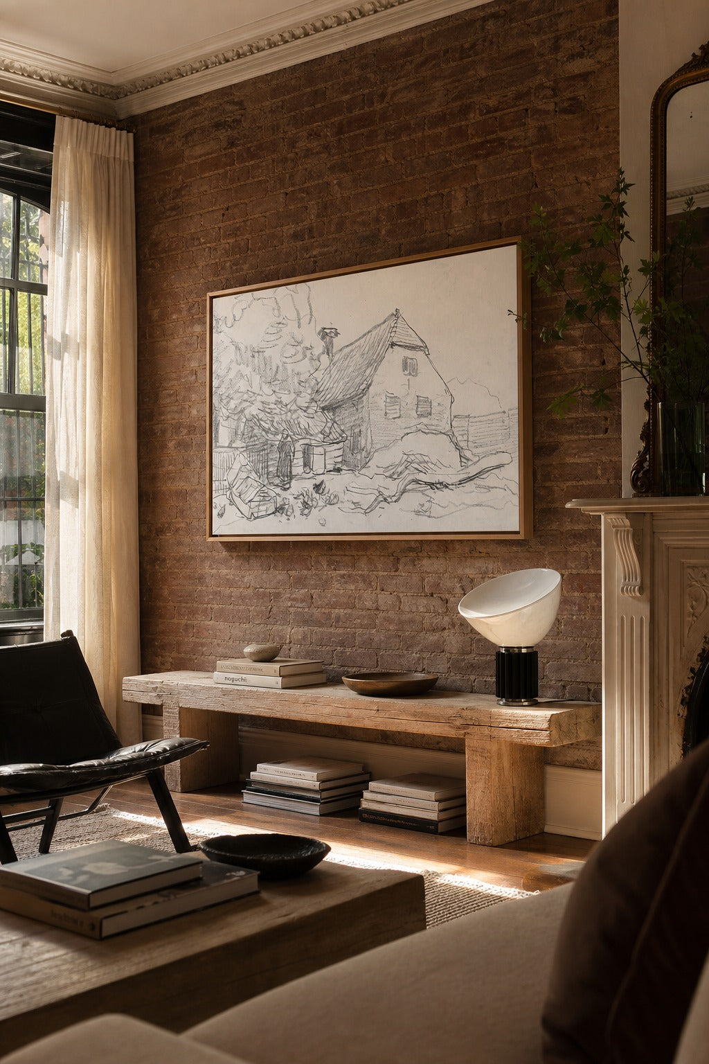 Farm Yard art print, angled perspective view