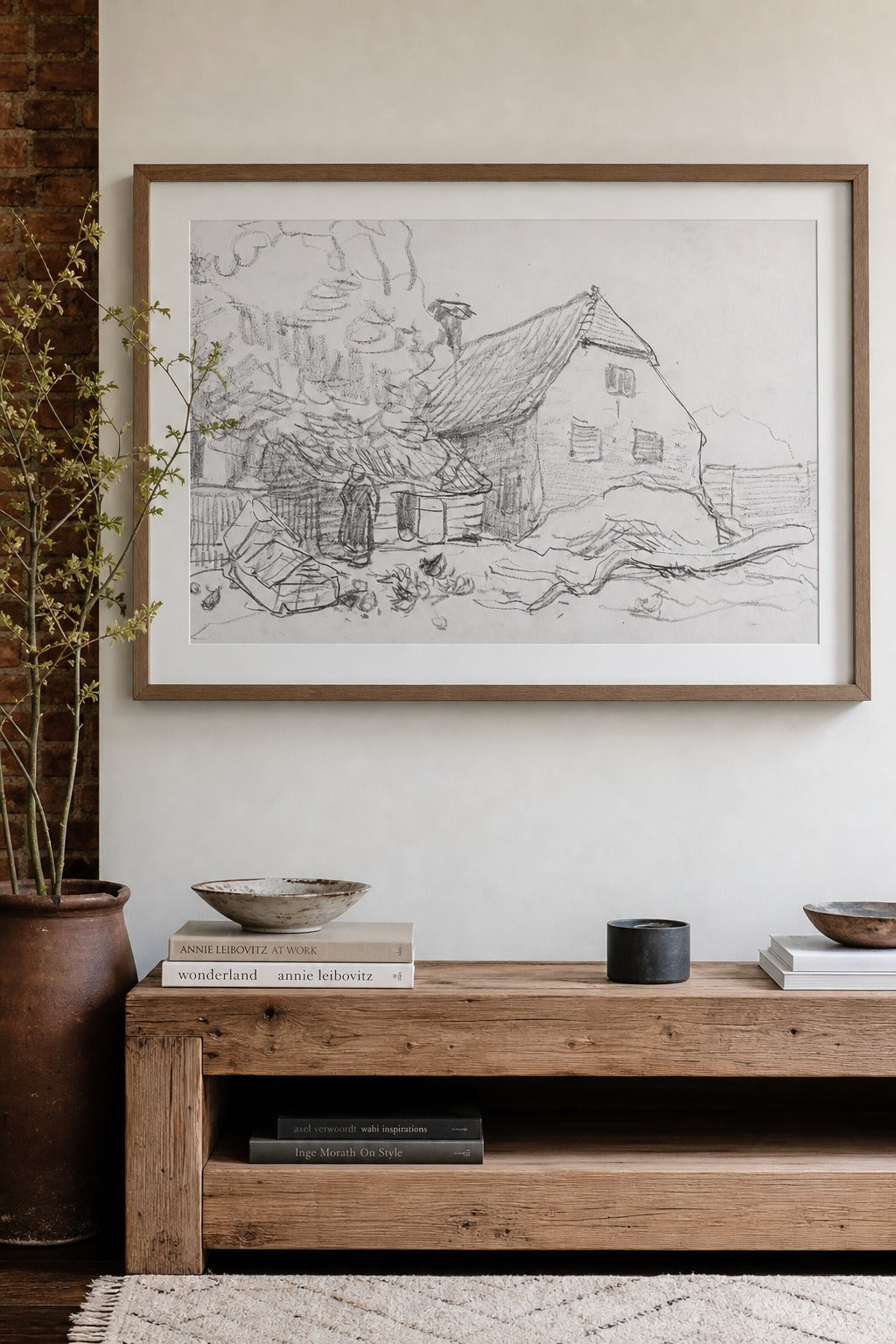 Farm Yard art print on white background