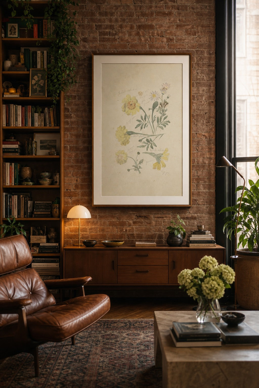 Field Notes art print shown to scale on a wall
