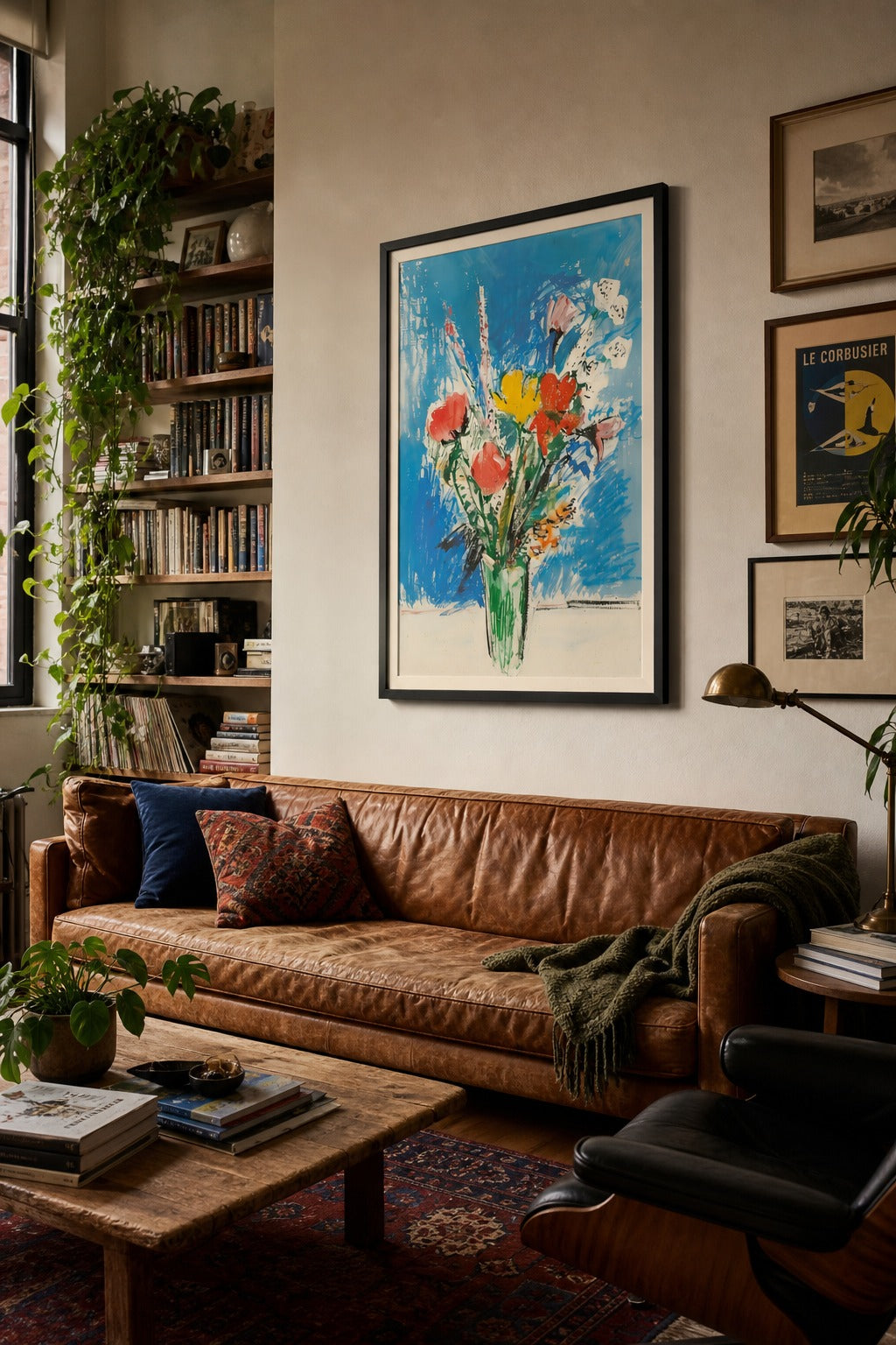 Full Bloom art print shown to scale on a wall
