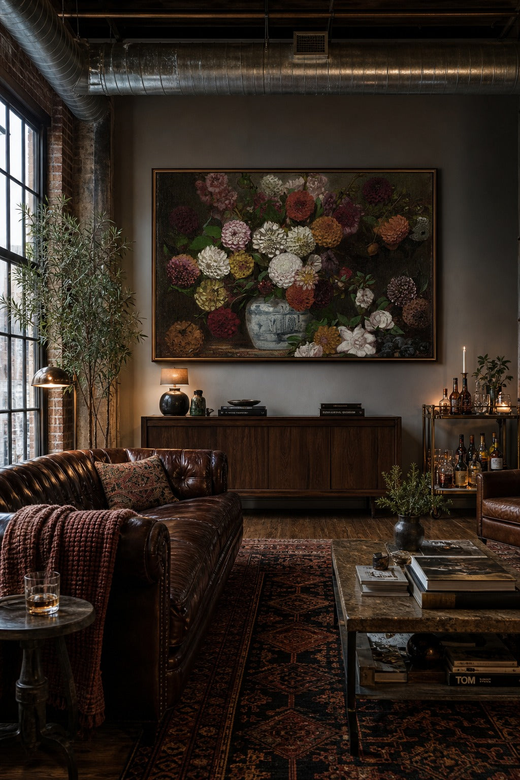 Full Bloom art print shown to scale on a wall