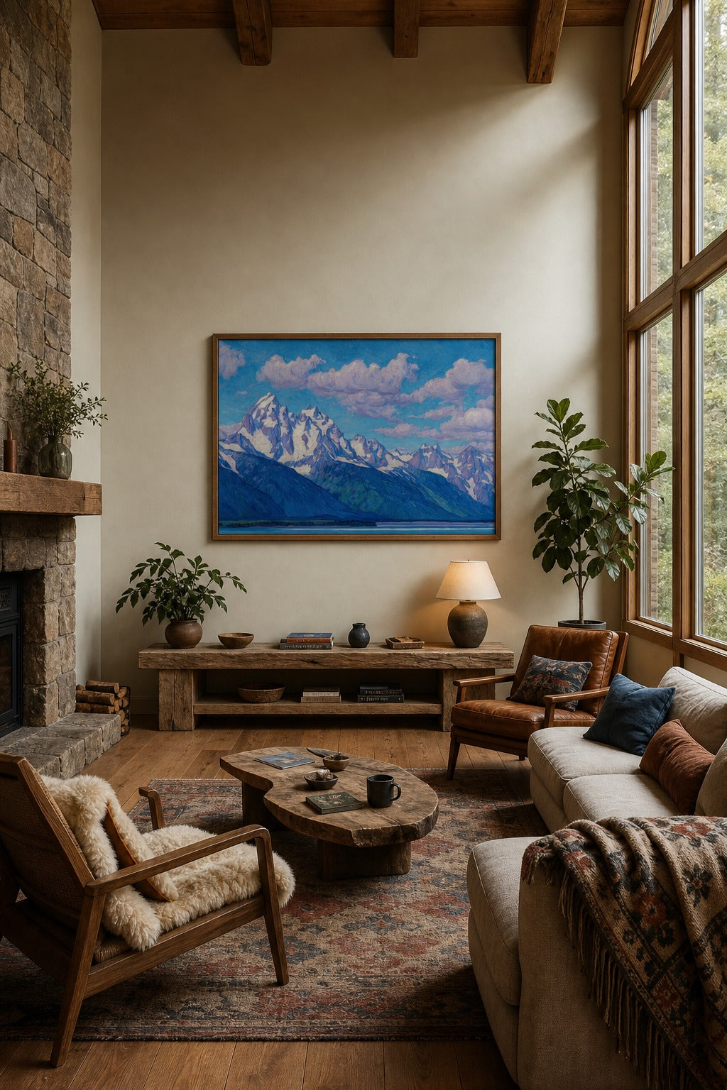 Grand Teton art print displayed in a modern interior