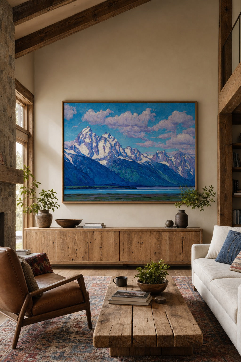 Grand Teton art print shown to scale on a wall