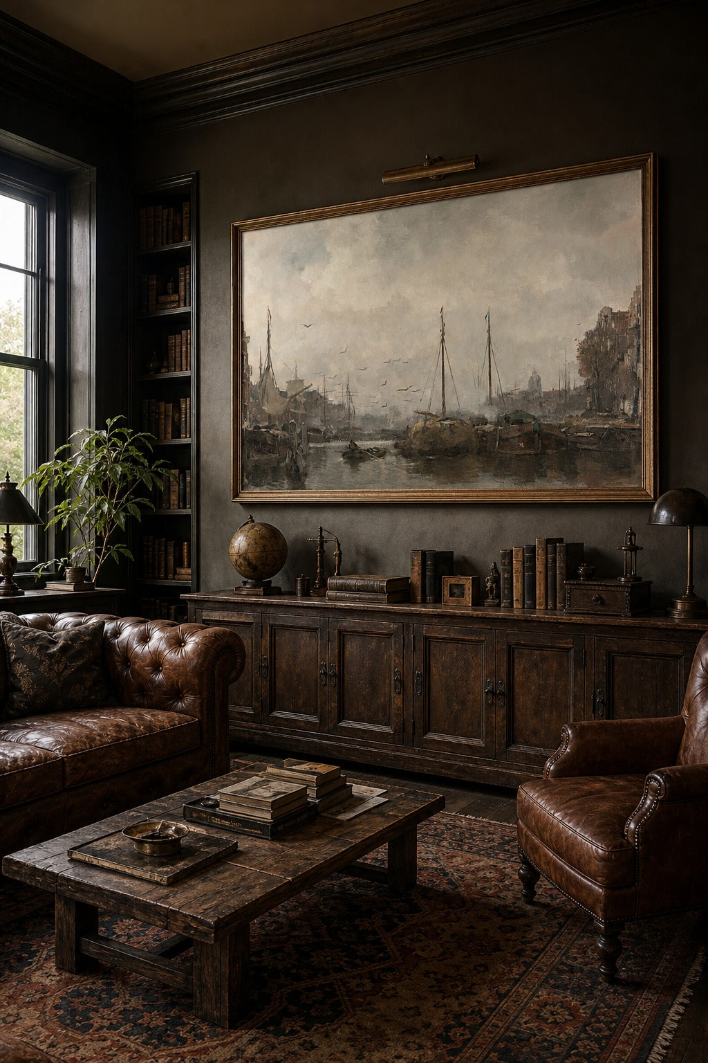 Harbor Mist art print shown to scale on a wall