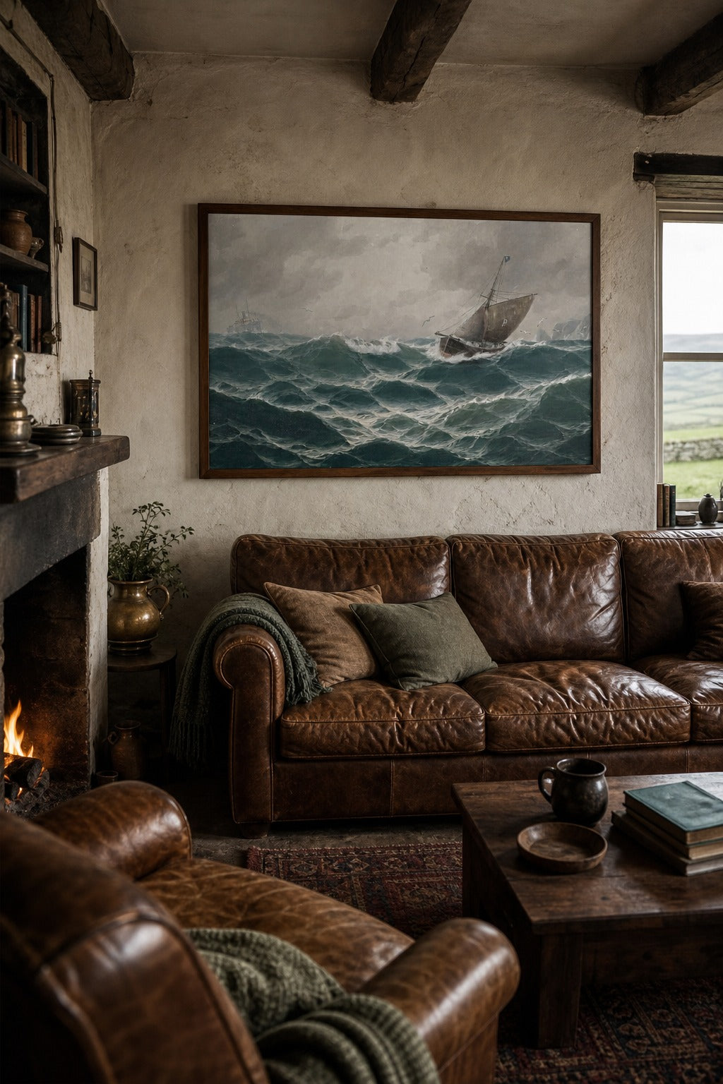 Heavy Weather art print shown to scale on a wall