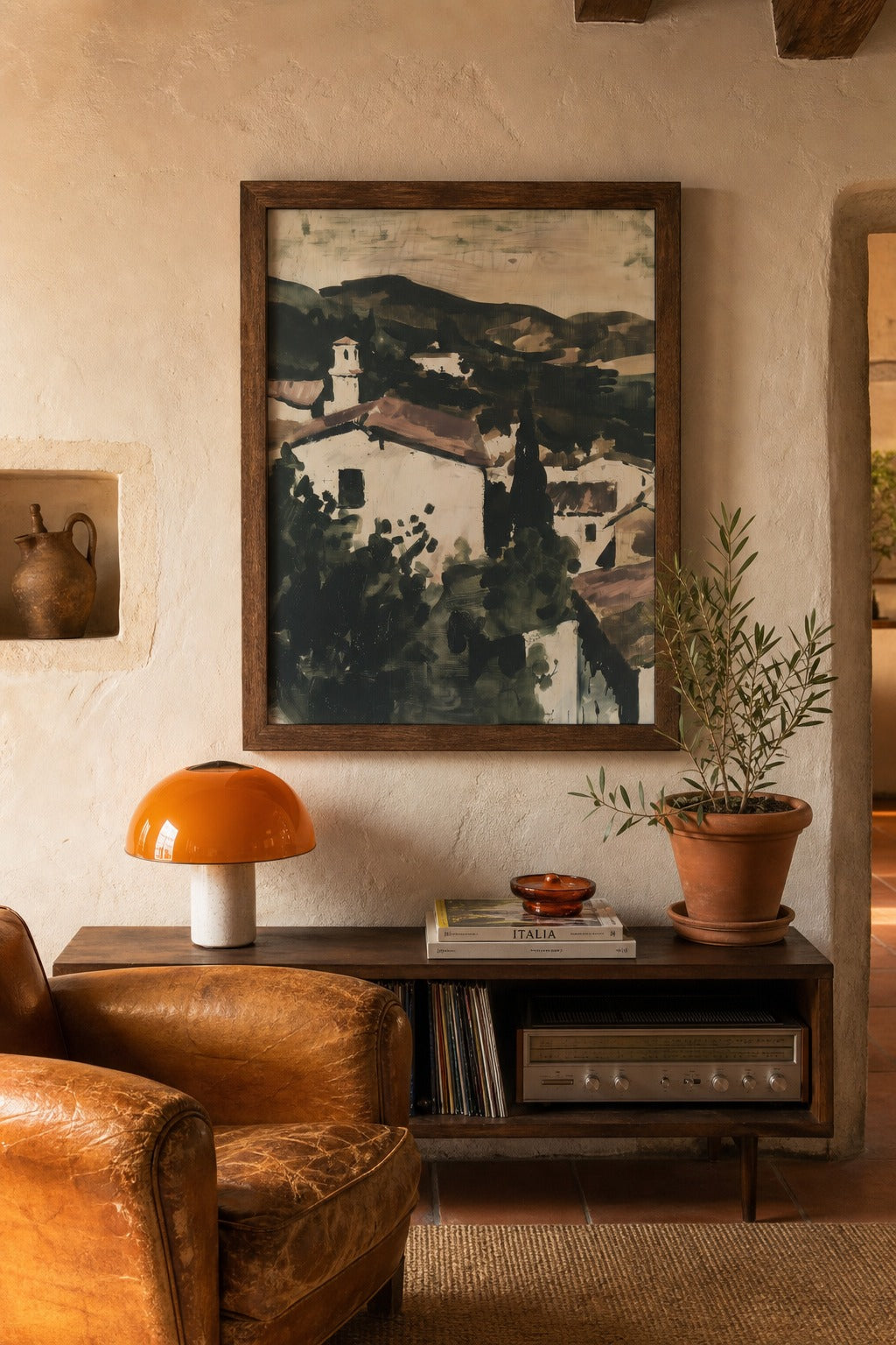 Hill Town art print, close-up detail view