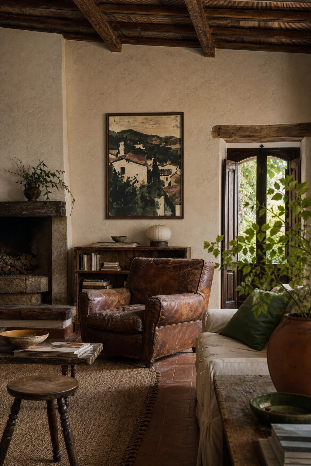 Hill Town art print displayed in a modern interior