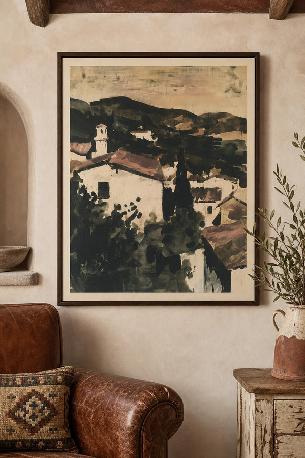 Hill Town art print on white background