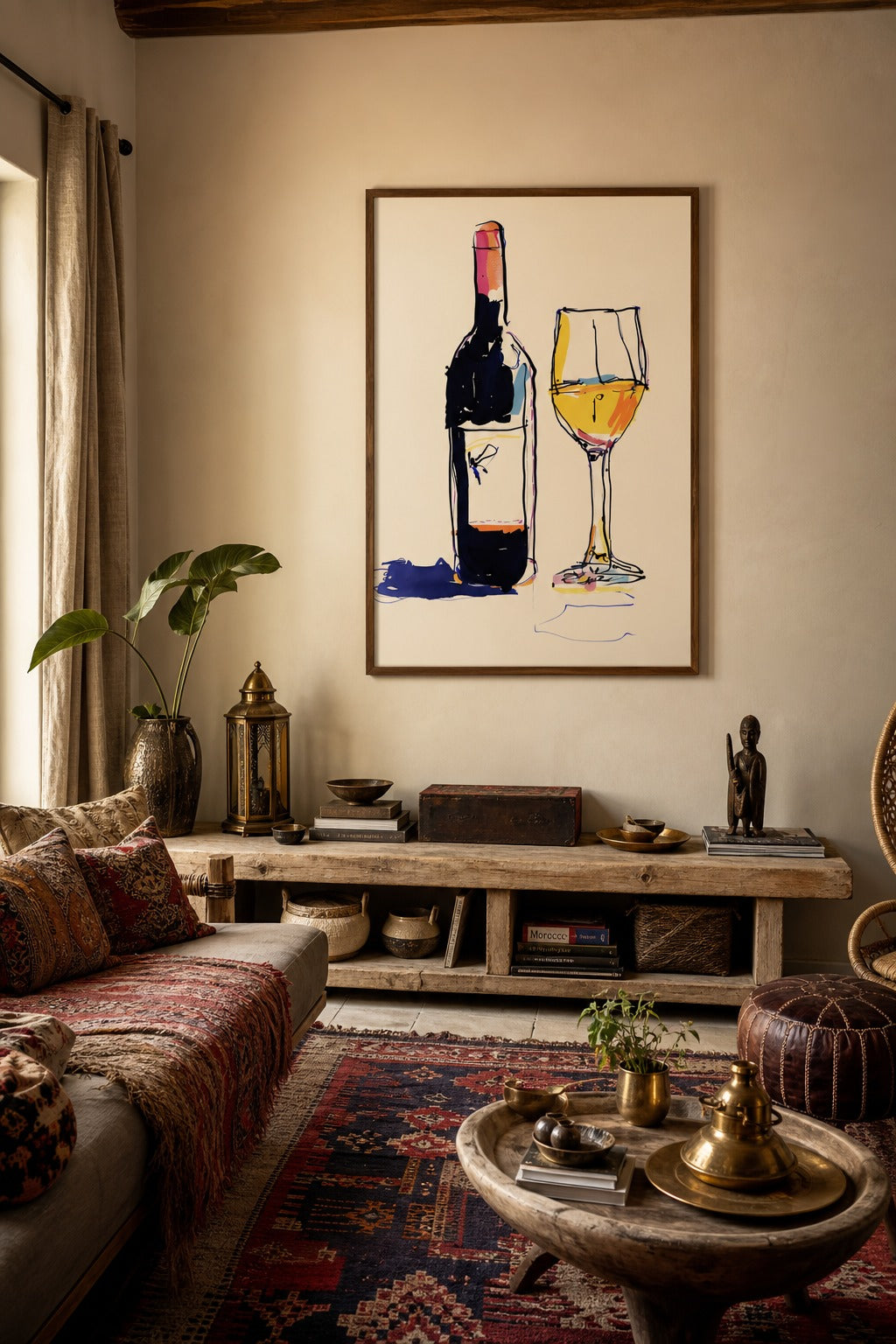 House Pour art print shown to scale on a wall