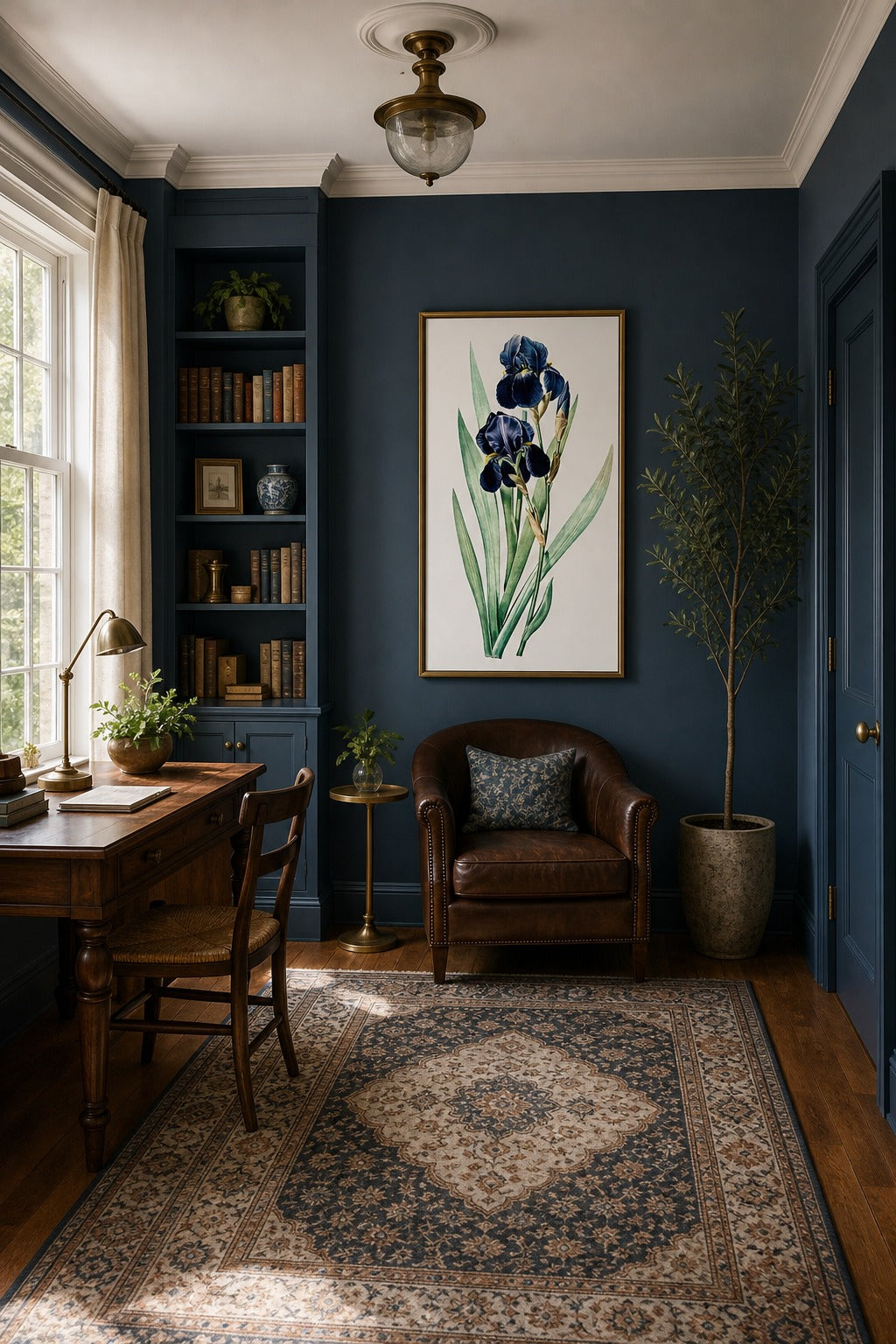 Iris art print displayed in a modern interior