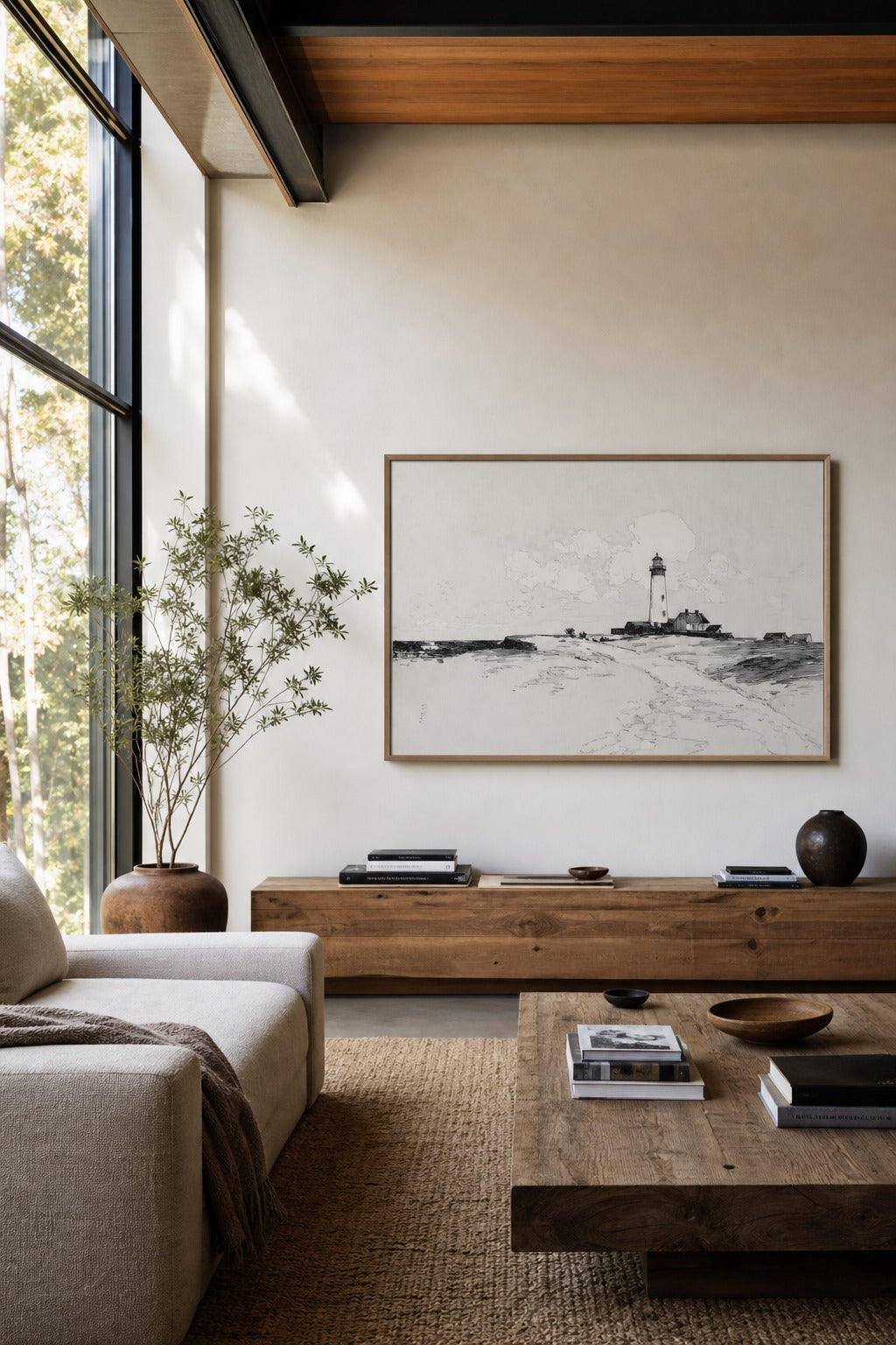 Keeper's Light art print shown to scale on a wall