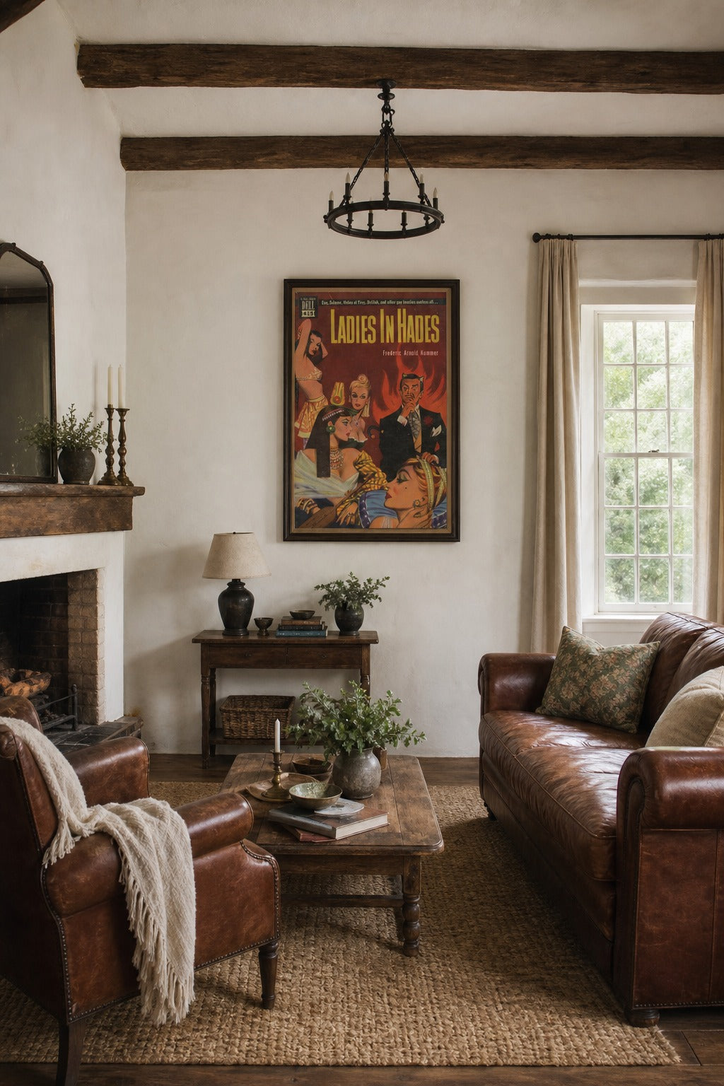Ladies in Hades art print displayed in a modern interior