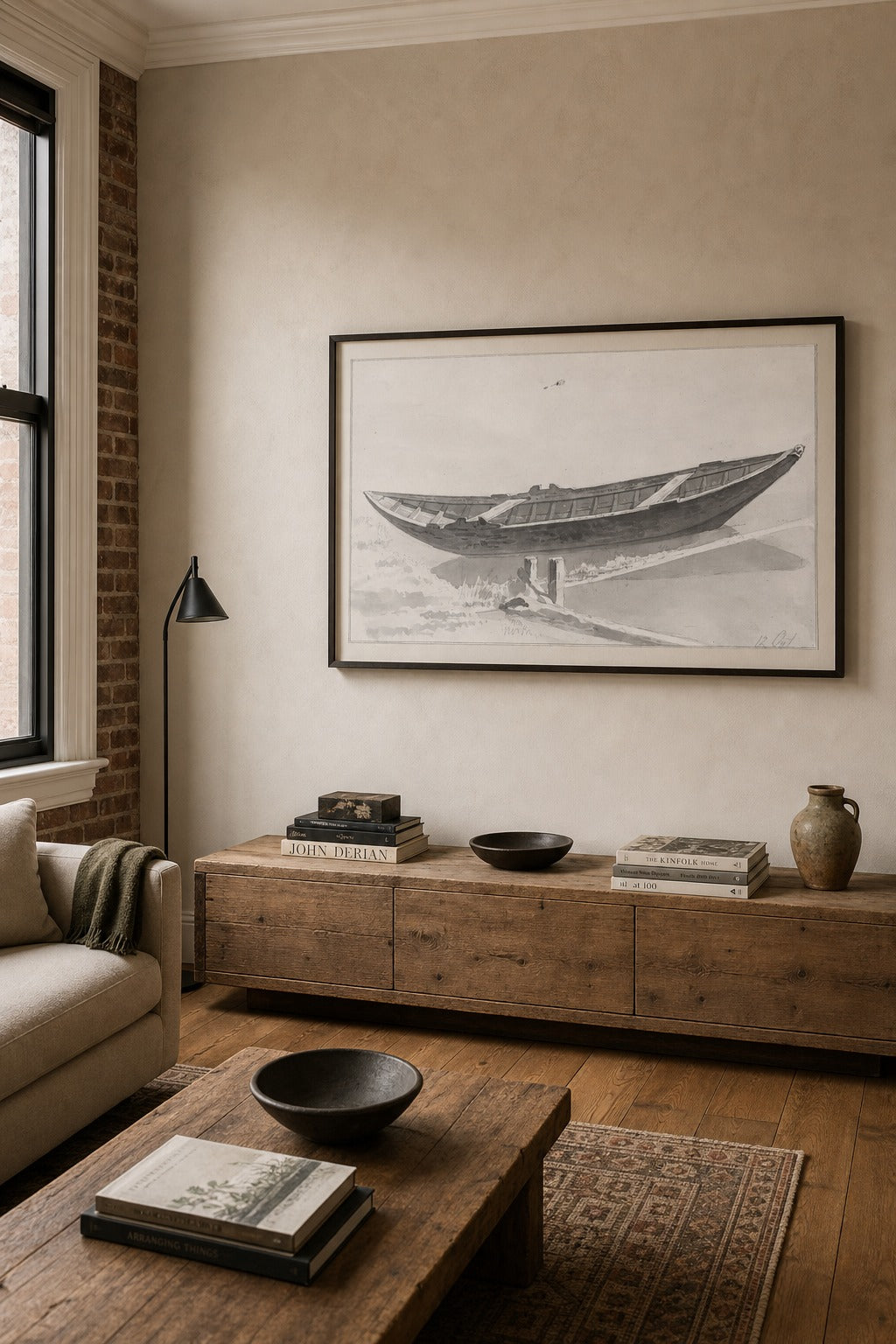 Laid Up art print shown to scale on a wall