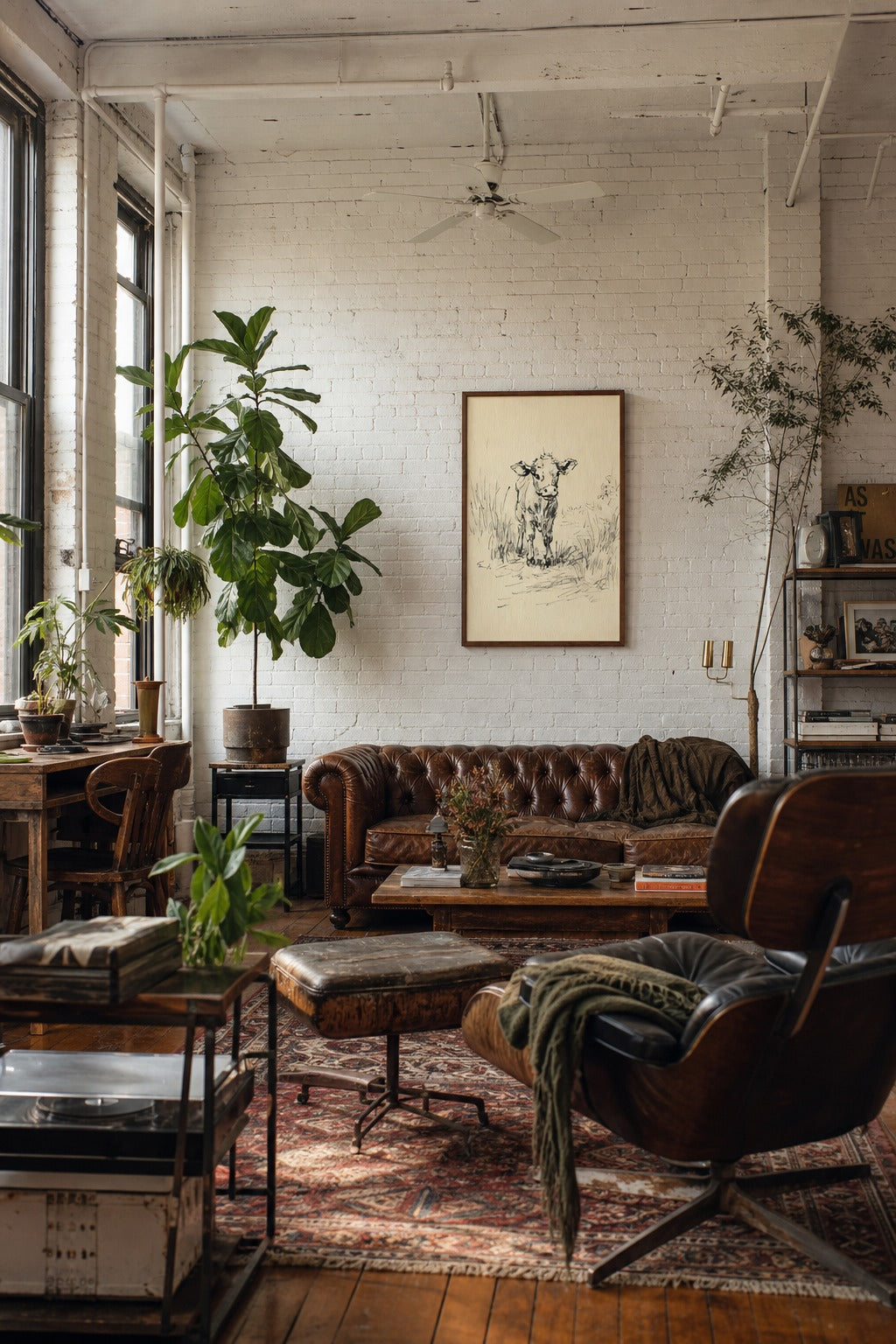 Little Calf art print displayed in a modern interior