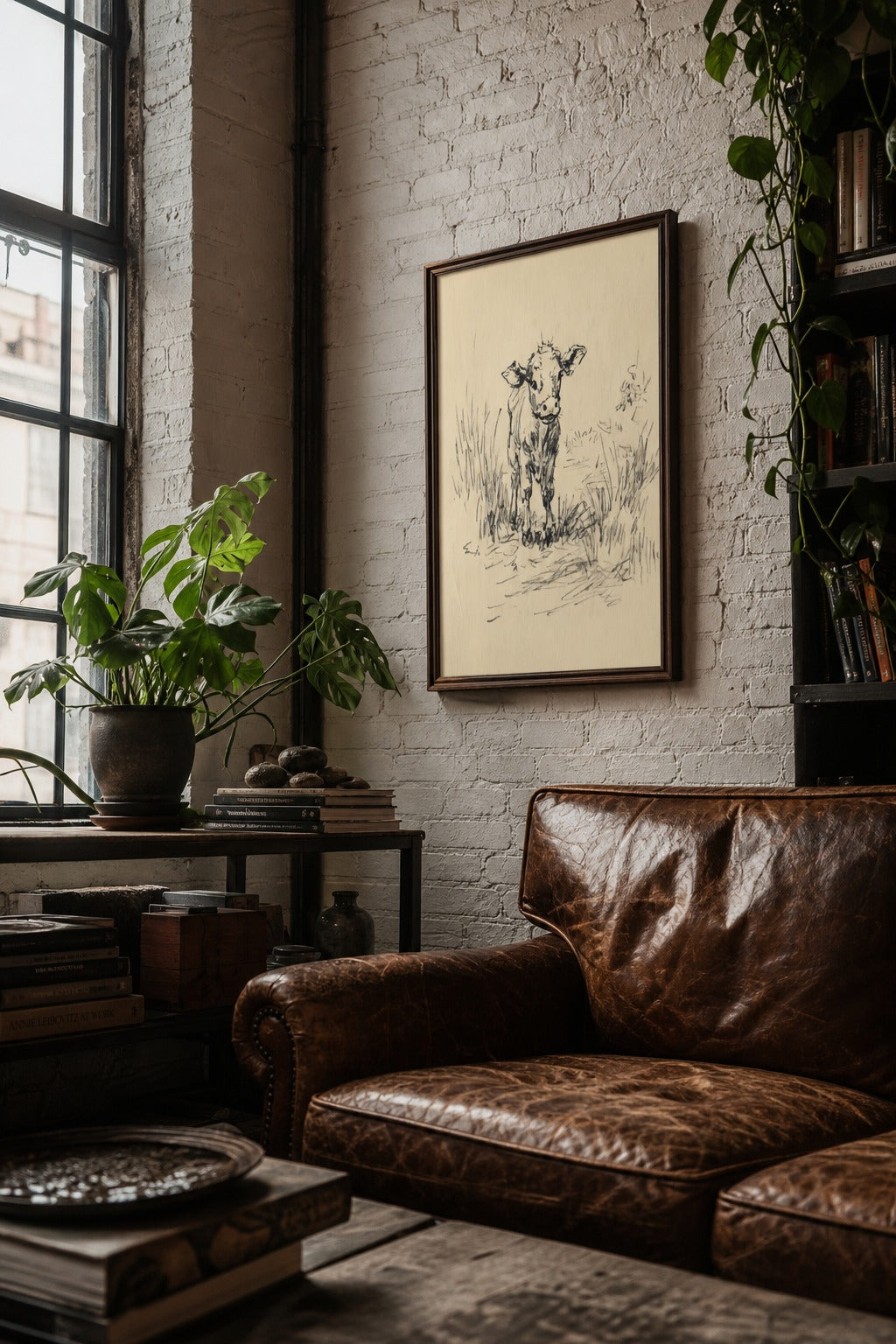 Little Calf art print, angled perspective view